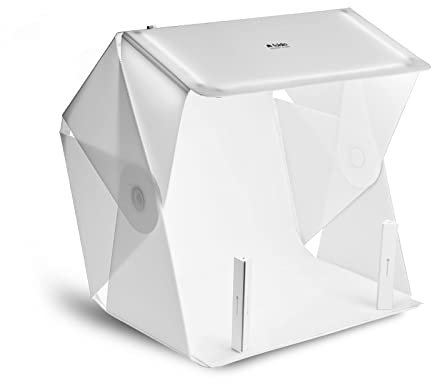 Foldio3 + Extra Lights (25inch Lightbox for Product Photography with Halo Bars / 25 x 25/ Portable Studio, Dimmable LED Chips, CRI 97+, White & Black Background Sheets Included | ORANGEMONKIE)