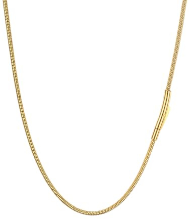 PROSTEEL Schlangenkette Edelstahl Halskette Ketten Silber/Gold/Schwarz | 2mm dünn rund Schlangen Kette 41-76cm Länge für Herren Damen Männer Jungen Chain Necklace Accessoire Schmuck für Anhänger