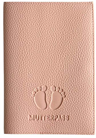 Mutterpasshülle mit Prägung BABYFÜßE + MUTTERPASS teilweise in gold veredelt, Mutter-Kind Pass, Organzier, Ultraschallheft (Altrosa)