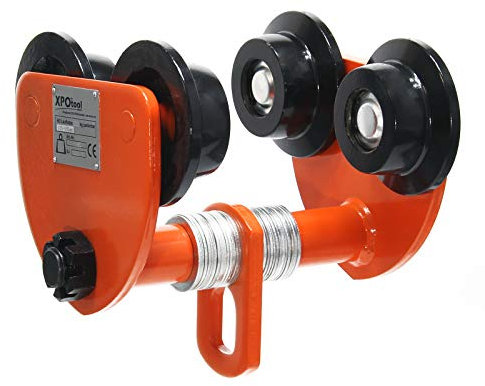 XPOtool HD Laufkatze bis 2000 kg, 100-150 mm Flanschbreite, Handfahrwerk für Kran, Rollfahrwerk stufenlos justierbar