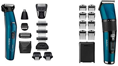 BaByliss MT890E Japanese Steel 12-1 Multitrimmer MT890E mit 12 Aufsätzen & Japanese Steel Digital Haarschneider E990E mit 45 Längeneinstellungen durch Drehrad und 8 Kammaufsätzen, kabellos, 160 Min.