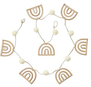 VERTBAUDET Guirlande arc-en-ciel et pompons en rotin TU