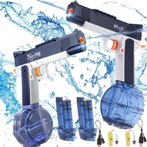 2 Pezzi Pistola Ad Acqua Elettrica Pistola Acqua Pistola Acqua Bambini Fucile Ad Acqua Elettrico Giocattolo Blaster Ad Acqua per Spiaggia Estiva per Bambini e Adulti