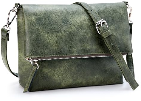 KALIDI Kleine Damen Umhängetaschen Veganes PU Leder Handtasche Crossbody Schultertasche Diebstahlschutz Mehrfach Taschen mit Verstellbar Abnehmbar Schultergurt Grün