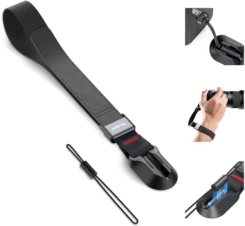TELESIN° Magnetic Quick Release Camera Wrist Strap, Adjustable Nylon Rope Hand Strap for Action Cameras/Mobile Phones/CCD/Polaroid/DSLRS/MILC
