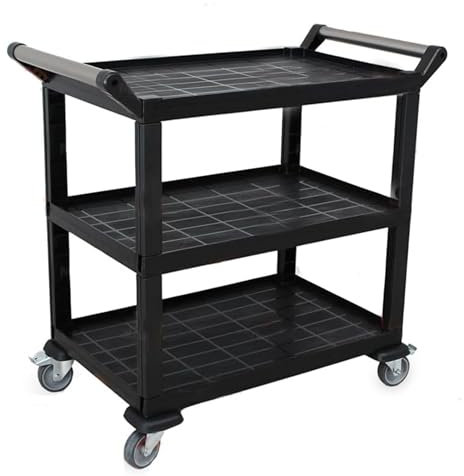 Carro De Servicio De 3 Niveles - Carrito Auxiliar Con Ruedas Para Cocina, Hostelería Y Hogar - Capacidad De Carga De 70 Kg Por Estante, Fácil Limpieza, Montaje Rápido, Material Resistente De Polipropi