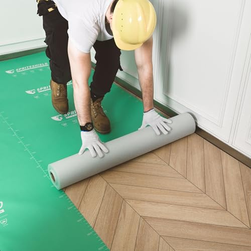 Sheeldify Schwerlast-Bodenschutzfolie 97cm x 30m Grün Malervlies Rutschfester Abdeckvlies Renovierung Umzug Professioneller Schutz Oberflächenschutz Bodenbeläge (M-220G 97cmx30m Grün)