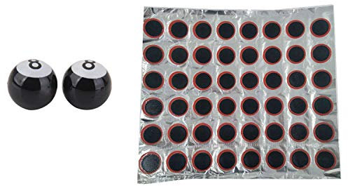 Rfeeuubft 2 x No. 8 Ball Motorcycle Bike Tyre Tire Wheel Stem Air Valve Dust Cap Cover & 48 Pcs Bicycle Bike Repair Puncture Repair Tire Tyre Rubber Patch