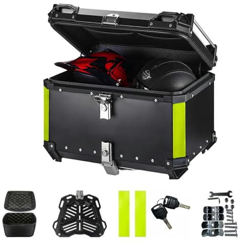Top Case Moto, Bagagli impermeabili per Motociclette, Scatola di Coda da da Moto con Serratura di Sicurezza, Caschi Moto per Stoccaggio Caschi, Alluminio Top Case Maggior Parte Moto e Maxi Scooter