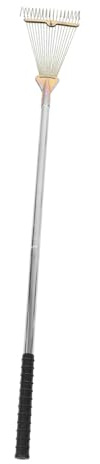 OFFSCH Rastrillo De Jardín Rastrillo De Metal Para Césped Púas De Metal Cabeza Ancha Herramienta De Jardín De Acero Inoxidable Para Recoger Césped y Arbustos