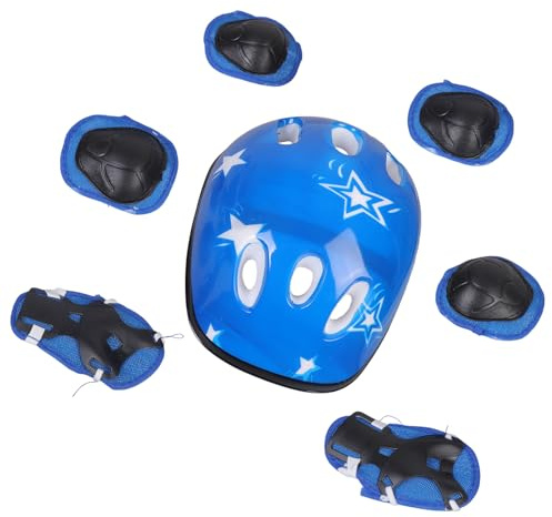 GinMimi Lot de 7 équipements de protection pour enfants - Genouillères - Coudières - Protège-poignets pour enfants de 3 à 16 ans - Équipement de protection pour enfants de 3 à 16 ans