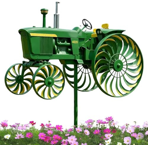 Qukoielly Moulins à Vent de Jardin | Déco Art de Jardin Sculpture de Vent Tracteur | Sculpture Pinwheel pour Porche - pour Jardin Devant Maison Terrasse Pelouse Massif de Fleurs Cadeau Maison Neuve