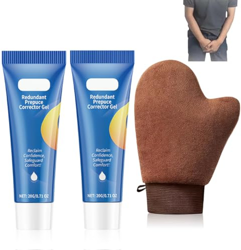 HOVKRE pack de 2 tubos de crema para el cuidado íntimo masculino incluye 1 guante de aplicación,gel hidratante y calmante de fórmula natural a base de hierbas, indicado para el cuidado íntimo diario