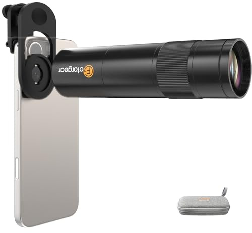 Fotorgear mini 400mm Telephoto Lens for iPhone & Android, T‑Mount, Zoom Lens with Universal Lens Clip Cleaning Cloth 17mm Eyecup Carrying Case for Hiking Camping Wildlife Observation Concert Watching