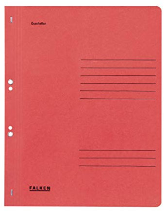 Original Falken 50er Pack Ösenhefter. Made in Germany. Aus Recycling-Karton mit ganzem Vorderdeckel, kaufmännische und Behördenheftung für DIN A4 rot Hefter Sammelmappe Blauer Engel
