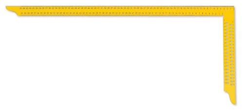 hedue® Zimmermannswinkel ZY - Gelber Zimmermannswinkel groß, Zimmererwinkel mit mm-Skala Typ A und Anreißlöcher, Zimmermann Winkel 700 mm