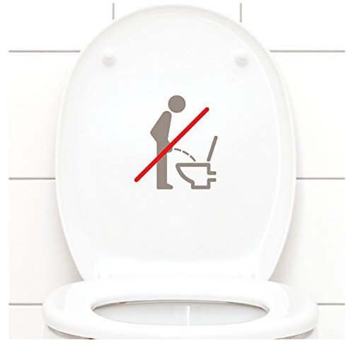 Grandora WC Deckel Sticker - Bitte im Sitzen pinkeln Schild I Taupe 11 x 12 cm I Piktogramm WC Bad Badezimmer Toilette Klodeckel Aufkleber W733