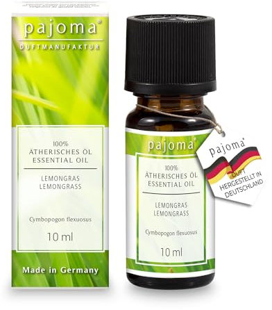pajoma® Duftöl 10 ml, Lemongras | 100% Naturrein Ätherisches Öl für Aromatherapie, Duftlampe, Aroma Diffuser, Massage, Naturkosmetik | Premium Qualität