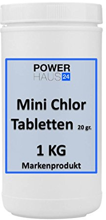 POWERHAUS24 Mini Chlor Tabletten 20 gr. 1 KG Markenqualität von namhaften Herstellern, Langzeitdesinfektion