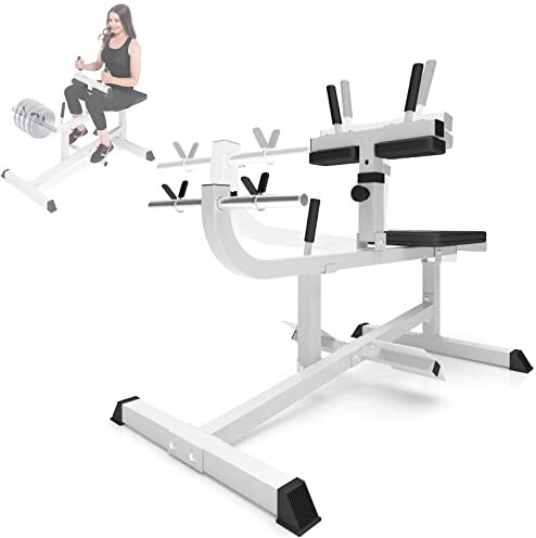 Physionics® Wadenmaschine - Sitzend, max. Belastung: ca. 220 kg, 107/60/104 cm, Weiß - Wadenstrecker, Wadenheben, Wadentrainer, Beintrainer, Calf Machine, Fitnessgerät für Wadentraining