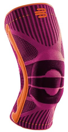 BAUERFEIND, 1 Unisex Knie-Sportbandage, Rechts und links tragbar, Für Ballsportarten und Leichtathletik, Unterstützung des Knies beim Sport, Silikonring, Gr. XL, Pink, 11449411950014