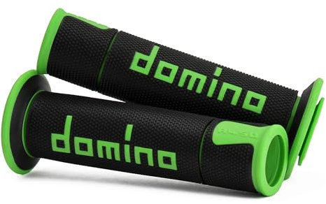 DOMINO Lenkerpaar schwarz/grün Racing Road | Innen-Ø 22 mm links, 24 mm rechts; Außenlänge 120 mm links, 125 mm rechts; für Drehgas, offene Enden; Farbe Schwarz/Grün
