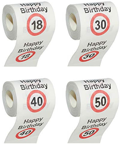 Toilettenpapier Rollen Toilette verschiedenen Motive Geburtstag 20 m 200 Blatt zweilagig (1 x Toilettenpapier Geburtstag)