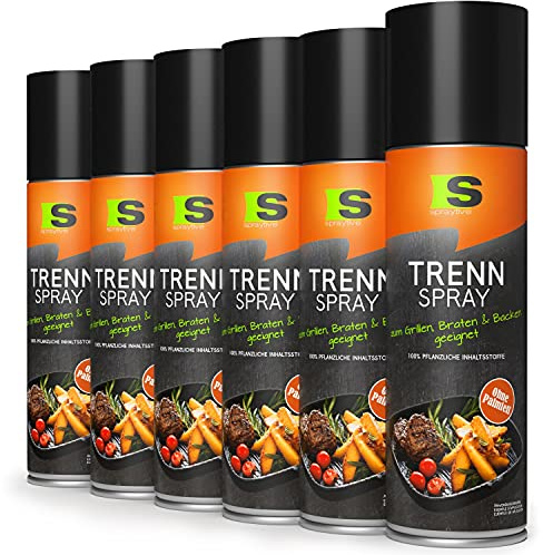 Spraytive 6 x 400ml Trennspray - BBQ Grillspray Fettspray - 100% pflanzlich | Fetttrennspray für Gasgrills + Gusseisen, Non-Stick Grill Spray - Antihaftspray Backtrennspray - Ölspray ohne Palmfett
