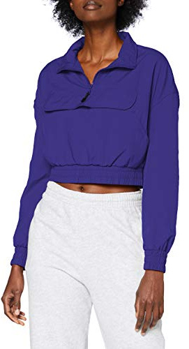 Urban Classics Dam cropped crinkle nylon dragover jacka vindjacka, Blåvirlande, XL