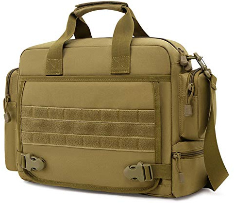 BAIGIO Taktisk axelremsväska för män, militär handväska, 15,6 bärbar dator, för arbete, resor, sport, kastanj, 43 x 12 x 29 cm, Axelrem