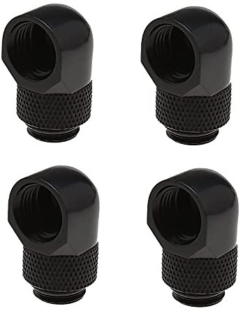 The Lord of the Tools 4x 90 Degree G1/4 Thread Elbow Tube Fitting Connector Chrome Plated Brass for PC Water Cooling System Soft and Hard Pipe
