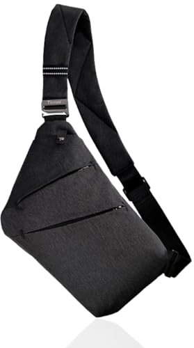 Tibroni Schultertasche Sling Bag Anti-Diebstahl Brusttasche Herren, Männertasche, Crossbody Tasche Chest Bag Herren, Herrentasche zum Umhängen Klein