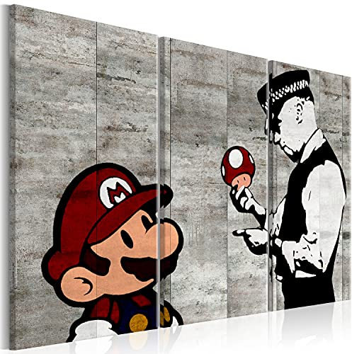 Cuadros B&D XXL - Cuadro de cristal acrílico Banksy 120x80 cm Impresión de 3 Piezas Pintura sobre Vidrio Imagen Gráfica Decoracion de Pared Street Art i-C-0097-k-e