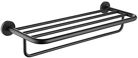 Badezimmer-Hardware-Set Matte schwarz Handtuchständer, Badezimmerhaken Hardware Set, Handtuchbar, Seife, Handtuchring, Papierhalter Bad-Hardware-Handtuchset (Color : Towel Rack)