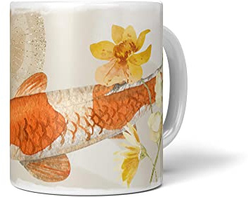 Paul Sinus Dekorative Tasse mit schönem Motiv Koi einzigartiges Design Kunstvoll Wasserfarben Pastellton