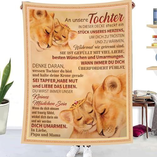 TDDKFB PersonalisierteKuscheldecke an Meine Tochter von Eltern,Mama und Papa für Tochter Luftpost Positiv Ermutigen Decke zur Liebe Geeignet,Super Flauschige Weiche Decke Anzug, Sofa,Reisen