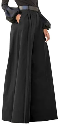 Vuncio Pantalon Palazzo Femme Jambe Large Elegant Confortable Pantalon Ample Femme Fluide Taille Haute Grande Taille Pantalon Femme Habillée Léger Classique Casual Soirée Mariage Fête