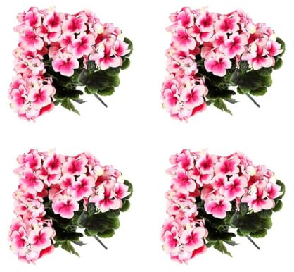 Künstliche Geranien, Seidenblumen for den Außenbereich, realistische künstliche Geranien, künstliche Begonien, for Vase, Pflanzgefäß, Blumentopf, Zuhause, Innenbereich, Garten, Terrasse, Hochzeit, Küc