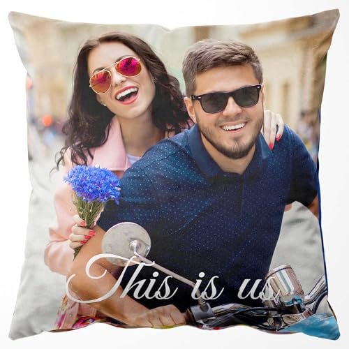 Cojin Personalizado con Foto y Texto, Personalizada con Impresión a 2 Cara | Relleno Opcional, Cojín con Terciopelo, Regalos Originales para Pareja, Novio, Novia, Padre, Madre