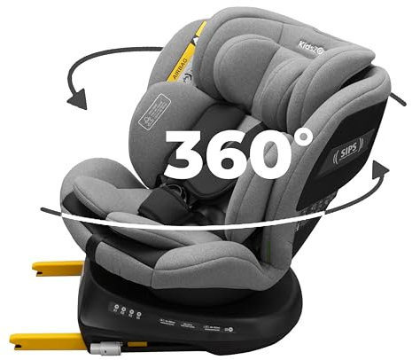 KidsZone Kindersitz 9-36 kg i-Size 40-150 cm – Autositz mit ISOFIX, 360° drehbar, RWF & FWF, 5-Punkt-Gurt, höhenverstellbar, Memory Foam – Auto Kindersitz für Babys & Kinder