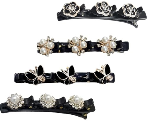 KOLZEMV 4 PCS Fermagli per capelli intrecciati con pietre di cristallo scintillanti, per donne e ragazze, mollette capelli donna, eleganti fermagli per capelli con strass brillanti(Stile B)