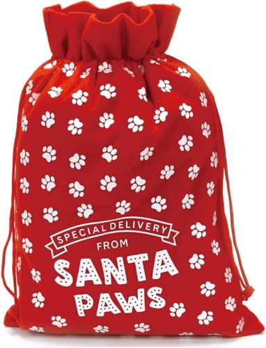 Quickdraw Christmas Stocking For Pets Santa Paws Sack Felt Drawstring Presents Holder Gift Bag For Dogs & Cats