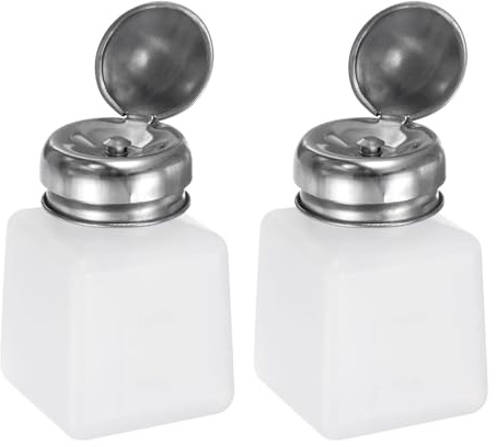 QUARKZMAN 2 Stück Lösungsmittel-Alkoholspender 100ml (3.4oz) Druck-Flüssigkeits-Spenderpumpe Flasche mit abdichtendem Edelstahldeckel für Aceton Reinigungsmittel Polish Remover, Weiß