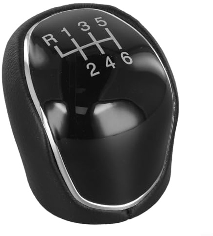 Homefurnishmall Pomo de palanca de cambios de 6 velocidades, pomo de palanca de cambios para Ford, Mondeo, S-MAX, C-MAX, para Focus, cuero + material plástico