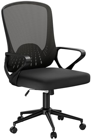 naspaluro Computer Desk Chair, Ergonomic Chairs with 3D Lumbar Support, Unique Armrests Mesh Chairs with Metal Claws, Mid-Back Home Office Chair-Black Chair