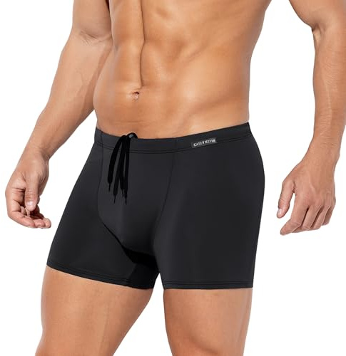 Casey Kevin Men's Swimming Trunks Square Leg Swim Shorts | Quick Dry Fitted Swimsuit Bottom Hidden Adjustable Drawstring Sports Surfing Swimwear Beach Board Shorts
