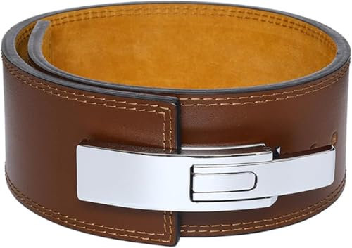 WLDOCA Klassischer Gewichthebergürtel - 100% Leder - für Damen und Herren - Gürtel für Bodybuilding, Krafttraining, Gewichtheben - Classic Leather Weightlifting Belt,Braun,XL