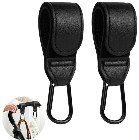 Leather Buggy Clips 2Pack Universal Pram Hooks Pushchair Stroller Bag Hooks