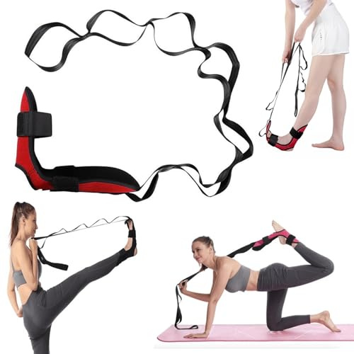 Izzila Stretching Strap with Loops and Detachable Foot, Fascia Stretcher Used, Izzila Foot and Calf Stretcher, Yoga Foot & Leg Stretch Strap for Flexibility Recovery and Increasing Mobility(Red)