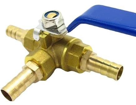 3-Way Ball Valve, 4-32mm Hose Barb Tee 3 Ways Full Port T-Port L-Port Brass Ball Valve Connector for Water Oil Gas(L Port,13mm Barb)